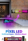 Resim SEYUTECH Pixel Led Panel Dijital Ekran Yazı Animasyon Eklenebilen Telefon Kontrollü Yapışkanlı 16*96 Plus Led 