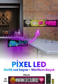 Resim SEYUTECH Pixel Led Panel Dijital Ekran Yazı Animasyon Eklenebilen Telefon Kontrollü Yapışkanlı 16*96 Plus Led 