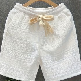 Resim Erkekler için rahat bağcıklı şortlar, nefes alabilen polyester karışımı, yaz gezileri ve yürüyüşler için ideal 