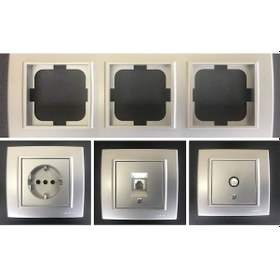 Resim Mina Gümüş Üçlü Set - Tv - Nümeris Telefon - Topraklı Priz 