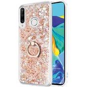 Resim Huawei P30 Lite Kılıf Glitter Liquid Holder Gold Microsonic