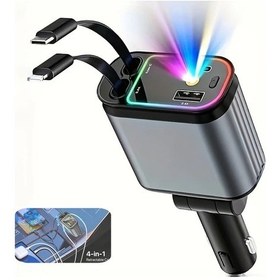 Resim Dream011 4ü1 66w Yıldız Işığı Tavanlı Metal Araç Şarj Cihazı 31.5 İnç Kablo, Usb-c Hızlı Şarj 