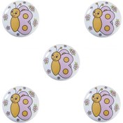 Resim 5 Adet Tomurcuk Porselen Düğme Kelebek Çocuk Odası Mobilya Kulp 