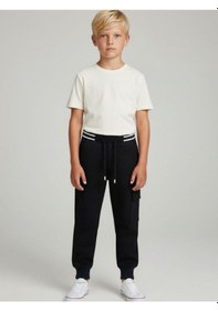Resim Zekids Erkek Çocuk Scuba Kumaş İçi Şardonlu Beli Paçası Lastikli Kargo Pantolon-16322 Lacivert 