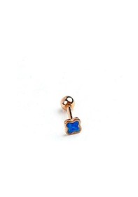 Resim Mavi Opal Taşlı Yonca Figürlü Gümüş Rose Piercing Altın 