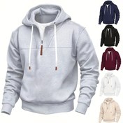 Resim [Cozy Charm] Klasik Amerikan Ağır Ağırlıklu Erkek ve Kadın Kapüşonlu Sweatshirt - Polar Astarlı, Sıcaklık İçeren, Polyester, Uzun Kollu, Düz Renk, Sonbahar/Kış İçin İdeal, Mükemmel Tatil Hediyesi 
