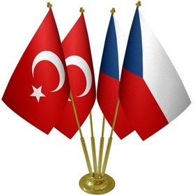 Resim Masa Üstü Çek Cumhuriyeti Bayrağı Türk Bayrağı Dörtlü Pirinç Dire 