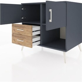 Resim Kronos Şifonyer 2 Raflı 2 Çekmeceli 2 Kapaklı 88x59x80 Antrasit-antrasit/çam Antrasit/çam 