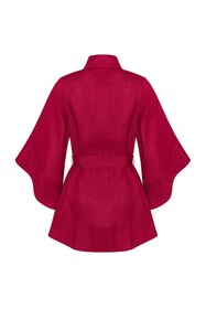 Resim Glow Organik Keten Kimono Elbise Bordo - Standart 