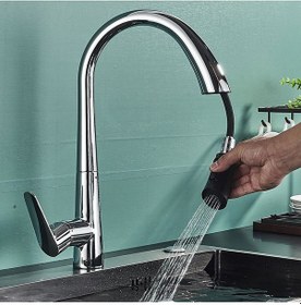 Resim Yapıtaşı Yt709 Meriva Gizli Spiralli Mutfak Evye Bataryası Krom Krom 