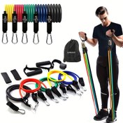 Resim Direnç Bandı Seti, Kapı Ankrajlı Egzersiz Bantları, Tutacaklar, Taşıma Çantası, Bacak ve Ayak Bileği Kayışları, Direnç Antrenmanı, Fiziksel Rahatlama, Evde Egzersizler 