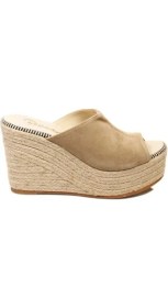 Resim Espadrilles Flash Velour Bej Süet Deri 10 cm Hasır Tabanlı Dolgu Kadın Ayakkabı 