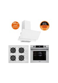 Resim Eminçelik Ve AFM Tech 12 226+ FM7701+FM3301 Bold Dijital Cam Beyaz Ankastre Set 