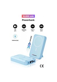 Resim Sprange Sr-p26m 10000mah Magsafe Powerbank 15w Kablosuz, 20w Pd, Lcd Ekranlı, Standlı Mavi Mavi 