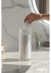 Resim Vivart Diamond Pamukluk Organizeri Kutusu & Disk Makyaj Pamukluk Düzenleyici Şeffaf 