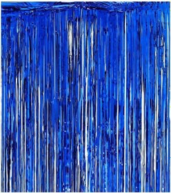 Resim Metalik Lacivert Koyu Mavi 2m Kapı Perdesi Parlak Duvar Püskülü 