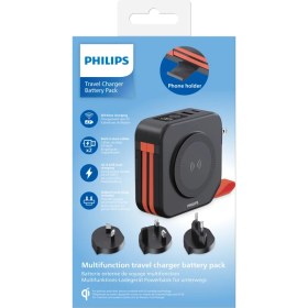 Resim Philips DLP4347CB/00 Çok Fonksiyonlu Standlı 10.000 Mah Dahili Usb-C ve Lightning Kablolu Magsafe Hızlı Şarj Powerbank 1xusb-A, 1xusb-C, Seyehat Duvar Şarj Cihazı, Siyah 