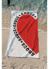 Resim Marte Home Amour Baskılı Plaj Havlusu Kırmızı 