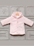 Resim Bebek Kapüşonlu Çıt Çıtlı Velsoft Kadife Hırka-14948 Pembe 