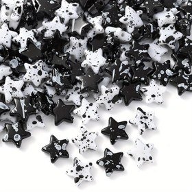 Resim 13mm Akrilik Yıldız Boncukları - Anahtarlıklar, Lanyardlar ve Takı Yapımı için Düzensiz DIY Boncukları - Beyaz ve Siyah Renklerde Yeni Gelen - El Sanatları için Sevimli Boncuklar 