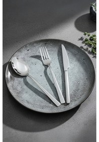 Resim Gökdil Asya Silver 18 Parça 6 Kişilik Sade Çatal & Kaşık & Bıçak Yemek Takımı Ekru 