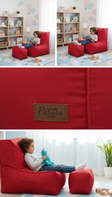 Resim Velvet Kids Puff Koltuk & Oyun Koltuğu & Çocuk Koltuğu - Kırmızı 