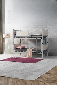 Resim ARGİMO Elegan Genç Çocuk Odası Ahşap Başlıklı Metal Ranza Ve Karyola 90x200 