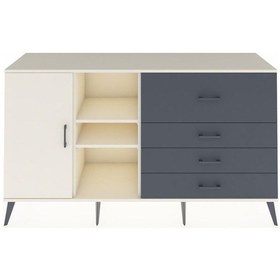 Resim Kronos Konsol 4 Raflı 4 Çekmeceli Tek Kapaklı 176x59x99 Aytaşı-a Aytaşı-aytaşı/antrasit 