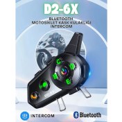Resim D2-6x 1000M Mesafeli 6 Kanallı Intercom Bluetooth Motosiklet Kask Kulaklığı Intercom Kulaklık 