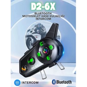 Resim D2-6x 1000M Mesafeli 6 Kanallı Intercom Bluetooth Motosiklet Kask Kulaklığı Intercom Kulaklık 