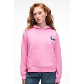Resim Grimelange YUMEA Kadın Oversize Kapüşonlu Baskılı Pembe Sweatshirt 