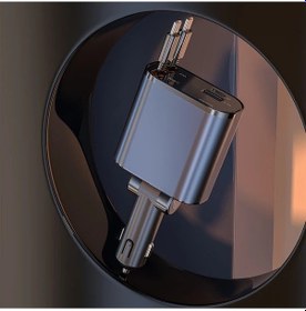Resim Cordial Çift Portlu Usb C Pd Hızlı Araba Şarj Cihazı 4ü 1 Arada Voltaj Göstergeli Tip C 