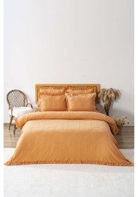 Resim Rivaistanbul Fiorella Turuncu Çift Kişilik %100 Pamuklu Nakışlı Yatak Örtüsü Takımı 6 Parça Uyku & Çeyiz Seti 