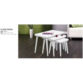 Resim Zigon Osm Class Model Sehpa Parlak Beyaz Boya Kayın Torna Retro A 