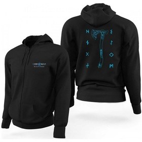 Resim God Of War Ragnarok Kratos Baltası Siyah Fermuarlı Limited Edition Kapşonlu Siyah 