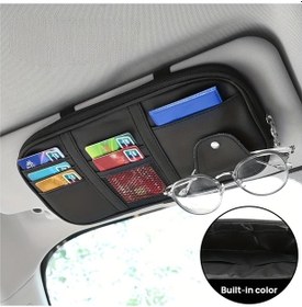 Resim Boatshop1 Moda Cam Tutuculu Araba Güneşlik Düzenleyici Siyah Çok Cepli File Fermuarlı Depolama Otomobil İç Organizatör 
