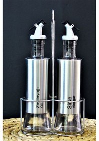 Resim 2'li Metal Standlı Cam Yağlık Sirkelik Seti 