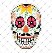 Resim Bay Etiket Rfhlm16 Reflektif Sugarskull Meksikali Kurukafa Etiketi 