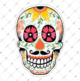 Resim Bay Etiket Rfhlm16 Reflektif Sugarskull Meksikali Kurukafa Etiketi 