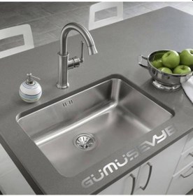 Resim Ukinox D500 Pro Dekorlu Paslanmaz Çelik Tezgah Altı Eviye 50.40 