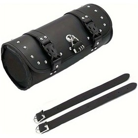 Resim Hightower Siyah Retro Siyah Suni Deri Motorcu Çantası, Sporcu Xl883 Cafe Racer Ve Atv'ler İçin Ayrılabilir Kayış Siyah 