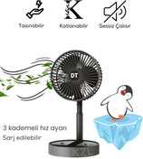 Resim Maybax Siyah Mini Fan Vantilatör Masaüstü Fan Katlanabilir Taşınabilir Şarjlı Mini Vantilatör Soğutucu 