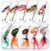 Resim 10 Adet Karışık Renkli Spinnerbait Balıkçılık Yem Seti - Çeşitli Şekil ve Taklitler, Demir Malzeme - Tatlı Su Balıkçılığı İçin Çeşitli Klasik Spinner Yemler 