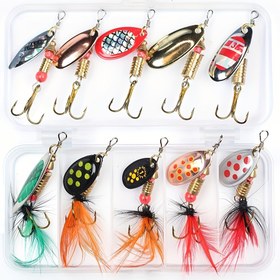 Resim 10 Adet Karışık Renkli Spinnerbait Balıkçılık Yem Seti - Çeşitli Şekil ve Taklitler, Demir Malzeme - Tatlı Su Balıkçılığı İçin Çeşitli Klasik Spinner Yemler 