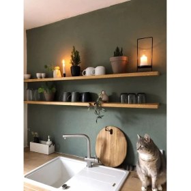 Resim Doğal Ahşap Raf 2'li Takım - 60X20 cm 