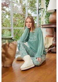 Resim Aydoğan Kadın Bisiklet Yaka Termal Pijama Takımı 30009y- 1 Adet Yeşil 