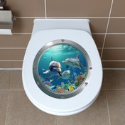 Resim Klasik 3D Deniz Dünya Delfin Tuvalet Çıkartmaları, Plastik, Kendinden Yapışkanlı, Su Geçirmez ve Yağ Dirençli, Ev Dekorasyonu, Noel, Banyo için 