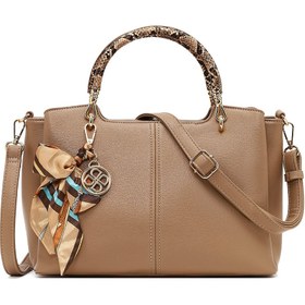 Resim Women's Beige Long Strapped Accessorized Handbag 