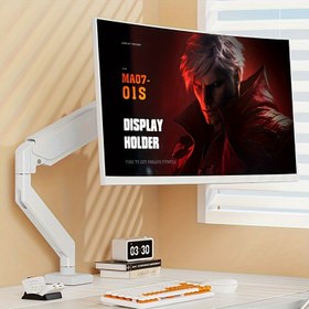 Resim Tekli Monitör Kolu Standı, Gaz İlgi Ayarlanabilir Masa Montajı, 33.02-81.28cm VESA Monitör Tutucu ile Tam Hareketli Eğme Döndürme, Kablo ve Grommet Montaj Tabanı - 4.4 ile 8.98KG Bilgisayar Ekranlarını Destekler 