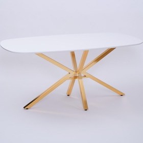 Resim Çapraz Beyaz High Gloss Yemek Masası 90 160 Cm Sarı 